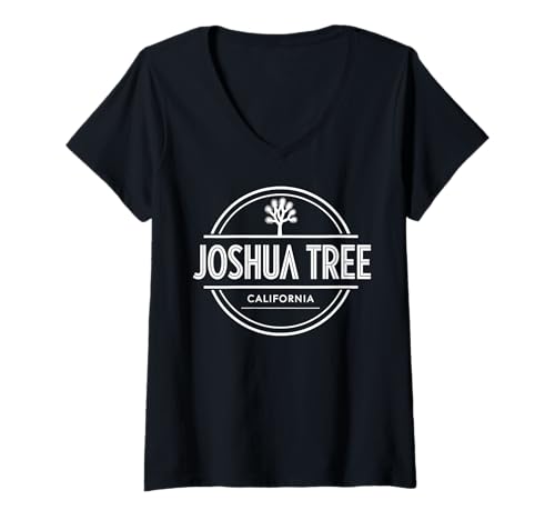 Damen Joshua Tree California Kreisdesign T-Shirt mit V-Ausschnitt Damen Joshua Tree California Kreisdesign T-Shirt mit V-Ausschnitt von California Nature Travel City Explorer Apparel
