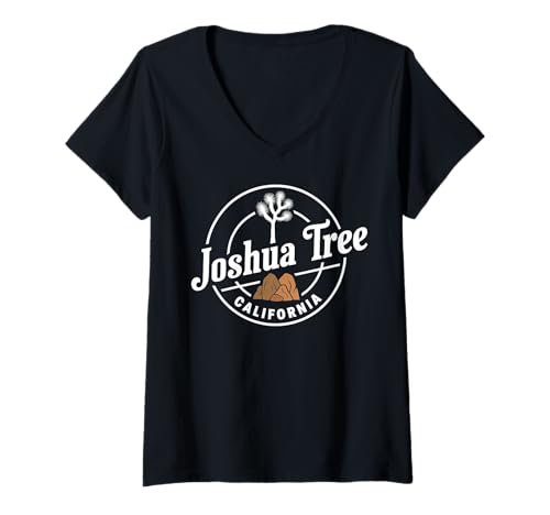 Damen Joshua Tree California Kreisdesign T-Shirt mit V-Ausschnitt Damen Joshua Tree California Kreisdesign T-Shirt mit V-Ausschnitt von California Nature Travel City Explorer Apparel