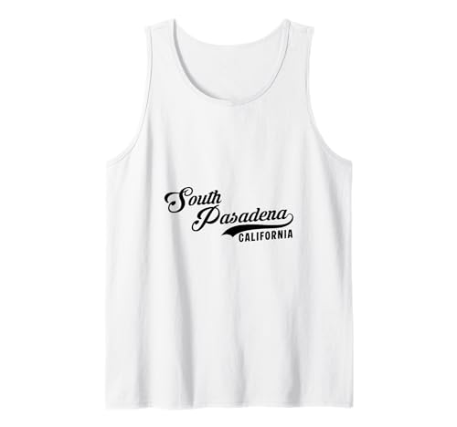 South Pasadena California geeignet für Männer und Frauen. Tank Top von California Pride Athletic Script Products