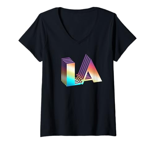 Damen Los Angeles, Kalifornien, Retro-Stadtgrafik im Vintage-Stil, LA T-Shirt mit V-Ausschnitt Damen Los Angeles, Kalifornien, Retro-Stadtgrafik im Vintage-Stil, LA T-Shirt mit V-Ausschnitt von California West Coast Los Angeles Apparel Co