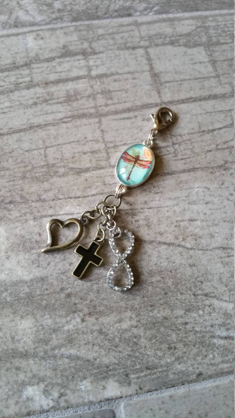 Kristall Libelle Geldbörse Charm Clip Infiniti Rucksack Reißverschluss Schere Fob Herz Sympathie Kreuz Taschenclip Verzierung Suncatcher von CaliforniaCrownJewel