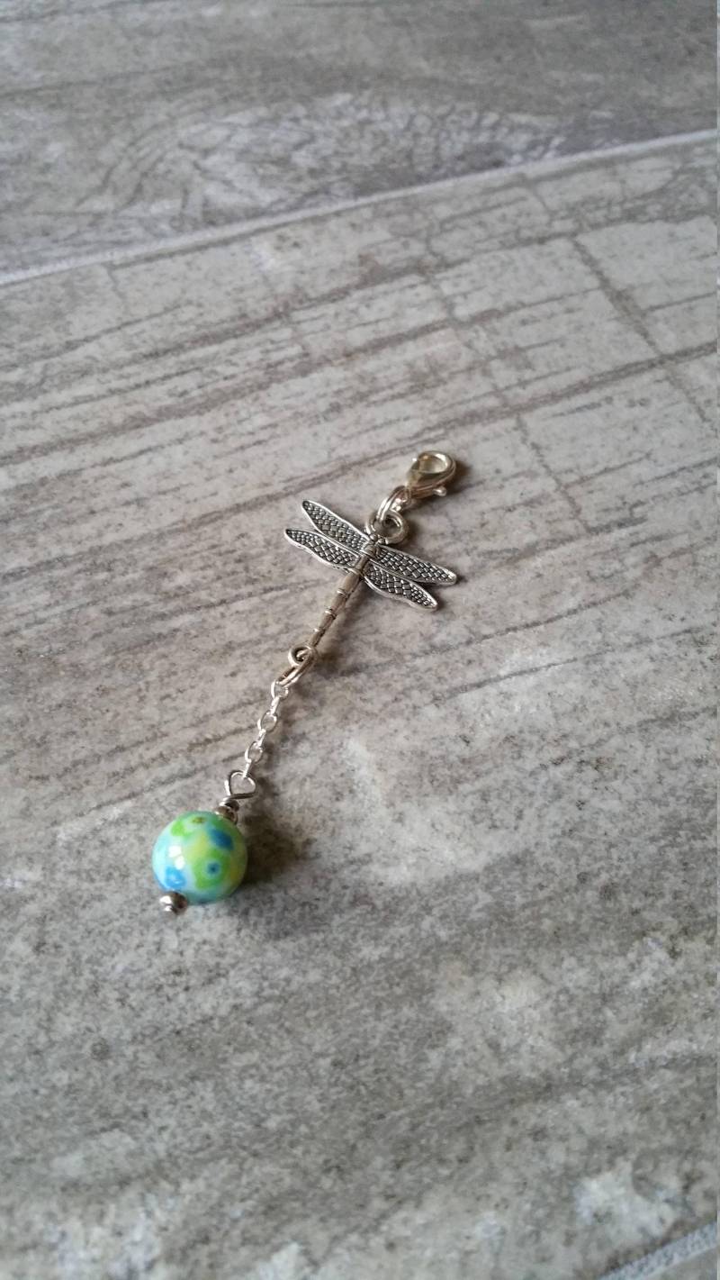 Silber Libelle Geldbörse Charm Clip - Grün Blau Rucksack Tasche Zipper Pull Schere Fob Erinnerung Sympathie Ornament Suncatcher Geburtstag Geschenk von CaliforniaCrownJewel