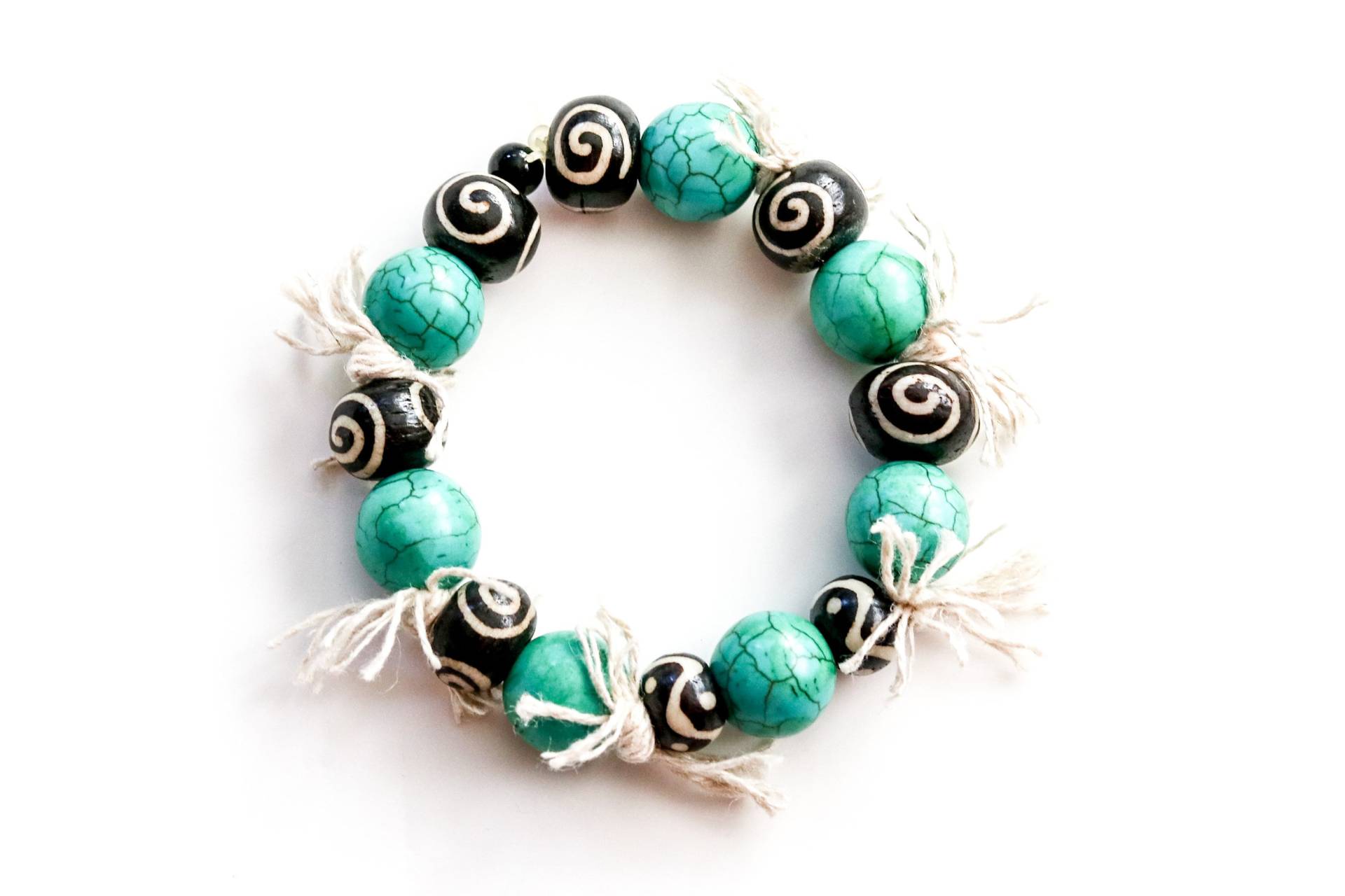 Black & Sea Green Glas Stretch Armband Black & Sea Green Glas Stretch Armband von CalinEtBisou