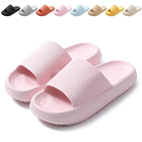 Calish Badeschuhe Herren Damen Cozislides Original Slippers Cloudyzz Schlappen Wolke Rutschfeste Badelatschen Hausschuhe Sommer Pantoletten Badeschlappen Flip Flops Indoor/Outdoor, Rosa, 38-39 EU von Calish