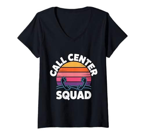 Damen Call Center Squad Crew Support Customer Service - T-Shirt mit V-Ausschnitt Damen Call Center Squad Crew Support Customer Service - T-Shirt mit V-Ausschnitt von Call Center Crew unterstützt Humor