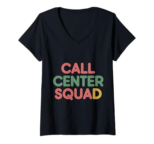 Damen Call Center Squad Crew unterstützen den Kundendienst |--- T-Shirt mit V-Ausschnitt Damen Call Center Squad Crew unterstützen den Kundendienst |--- T-Shirt mit V-Ausschnitt von Call Center Crew unterstützt Humor