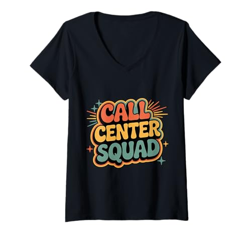 Damen Call Center Squad Crew unterstützen den Kundendienst |-- T-Shirt mit V-Ausschnitt Damen Call Center Squad Crew unterstützen den Kundendienst |-- T-Shirt mit V-Ausschnitt von Call Center Crew unterstützt Humor