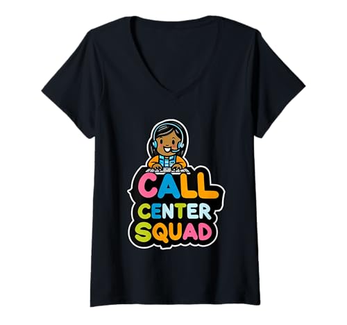 Damen Call Center Squad Crew unterstützen den Kundendienst |- T-Shirt mit V-Ausschnitt Damen Call Center Squad Crew unterstützen den Kundendienst |- T-Shirt mit V-Ausschnitt von Call Center Crew unterstützt Humor