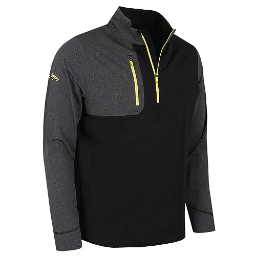 Callaway Golf Herren Mixed Media Atmungsaktiver Pullover - Kaviar - L von Callaway Apparel