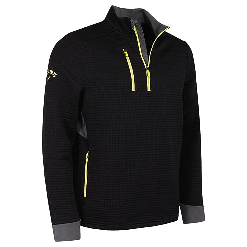 Callaway Golf Herren-Pullover mit mittelschwerer - Kaviar/Gelbe Pflaume - L von Callaway Apparel