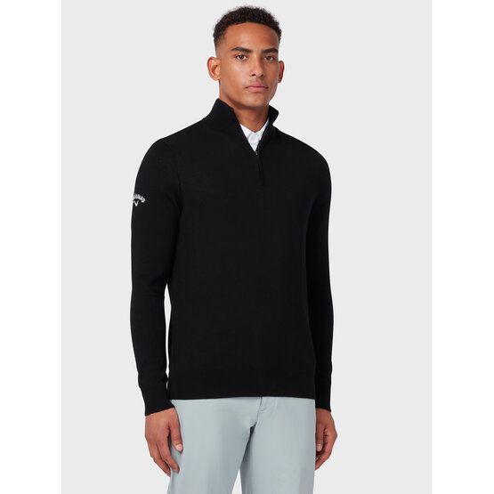 Callaway 1/4 Zip Blended Merino Sweater Troyer Strick schwarz von Callaway