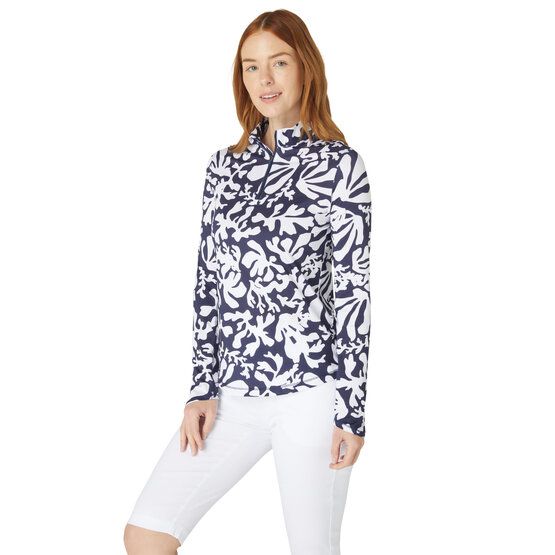 Callaway Abstract Floral Sun Protection Top Stretch Unterzieher navy von Callaway
