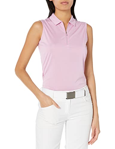 Callaway Damen Ärmelloses Golf-Poloshirt mit Viertel-Reißverschluss, meliert Golfshirt, Sunset Pink Htr, XX-Large von Callaway