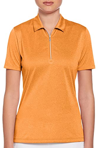 Callaway Damen Poloshirt mit Viertelreißverschluss und kurzen Ärmeln, meliert, Golf-Poloshirt von Callaway