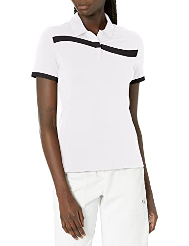 Callaway Damen Swingtech Asymmetrisches Golf-Poloshirt, kurzärmelig Golfshirt, Weiß glänzend, Large von Callaway