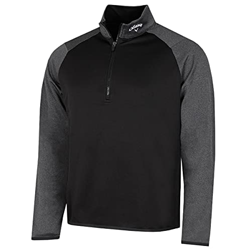 Callaway Golf Herren Langarm 1/4 Zip Waffel Pullover - Kaviar - M von Callaway Apparel