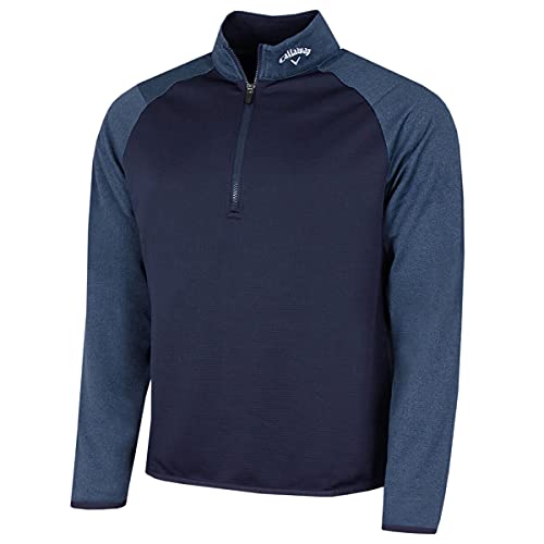 Callaway Golf Herren Langarm 1/4 Zip Waffel Pullover - Peacoat - M von Callaway Apparel