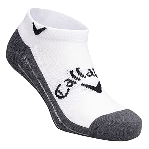 Callaway Golf Optidri-Turniersocken für Herren, niedriger Schnitt, Weiß / Holzkohle, L/XL von Callaway