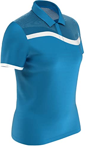 Callaway Swingtech Damen Golf-Poloshirt mit asymmetrischem Farbblock, kurzärmelig, Ibiza Blue, X-Groß von Callaway