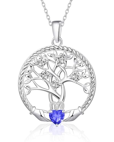 Baum des Lebens Halskette Damen 925 Sterling Silber Lebensbaum Anhänger Kette Mit Geburtsstein Dezember Geburtstag Jahrestag Schmuck Geschenk Damen Mädchen Freundin Mutter Stammbaum Anhaenger Kette von Calliora