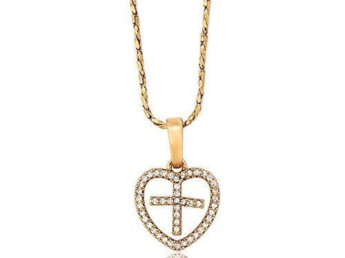 Flügel Kreuz Kette Gold 18K echt vergoldet Callissi Schmuck Strass Geschenk (45) von Callissi