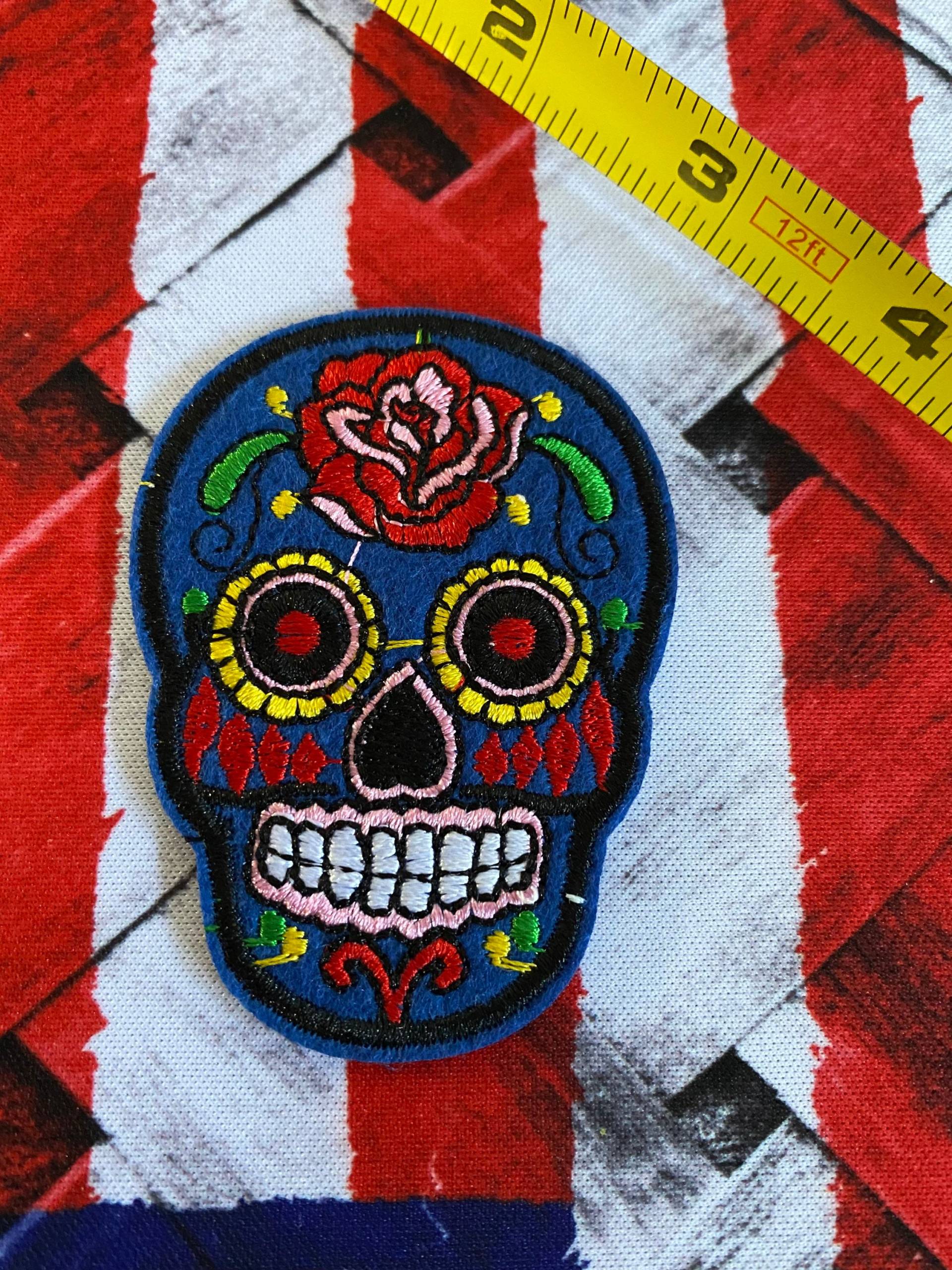 Bügel Patch Bestickter Aufnäher Custom - Tücher Punk Vintage 1x Candy Skull von CallumKingWorkshop