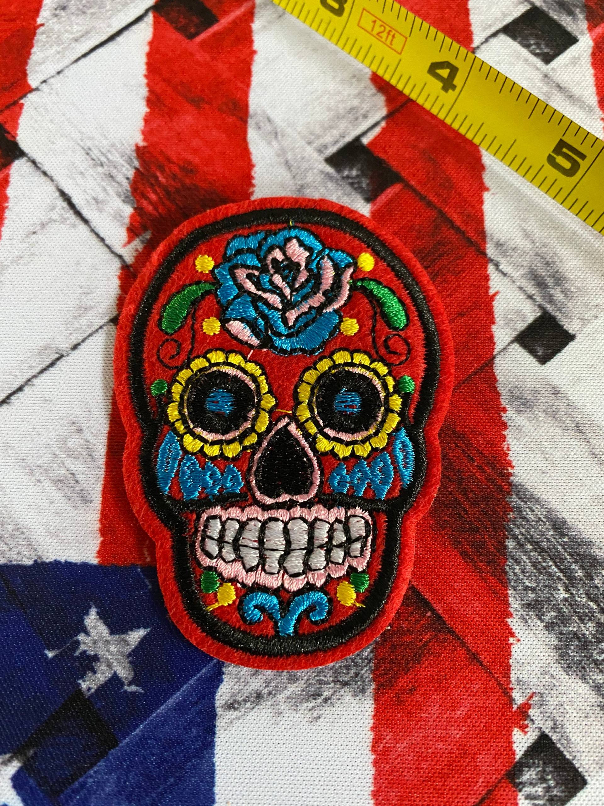 Bügel Patch Bestickter Aufnäher Custom - Tücher Punk Vintage 1x Candy Skull von CallumKingWorkshop