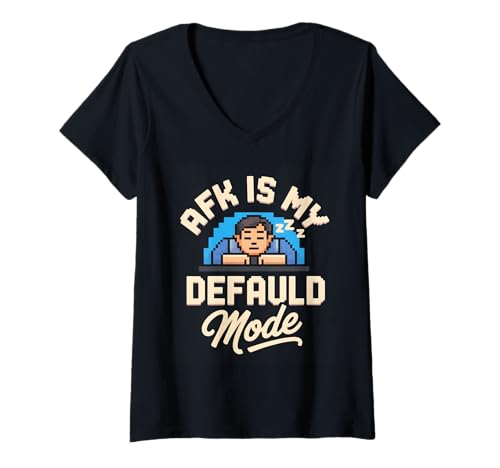 Damen AFK Default Mode Calm Gamer Pixel Design T-Shirt mit V-Ausschnitt Damen AFK Default Mode Calm Gamer Pixel Design T-Shirt mit V-Ausschnitt von Calm Gamer Energy Mode Pixel Design