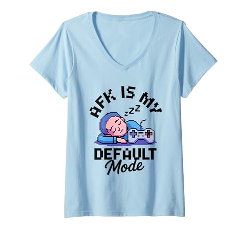 Damen AFK Default Mode Calm Gamer Pixel Design T-Shirt mit V-Ausschnitt Damen AFK Default Mode Calm Gamer Pixel Design T-Shirt mit V-Ausschnitt von Calm Gamer Energy Mode Pixel Design