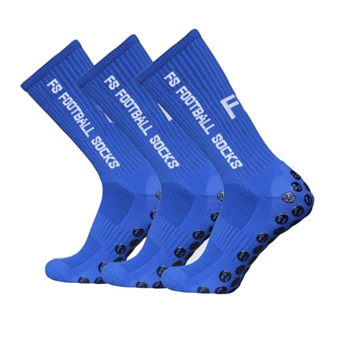 CalmGeek Fußballsocken Sportsocken mit Noppen 3 Paar Grip Socken Fussball Größe 39-46, Outdoor Sport Laufsocken Kompressionsstretch Socken für Fussball Basketball Hockey Laufen Bergsteigen Marathons von CalmGeek