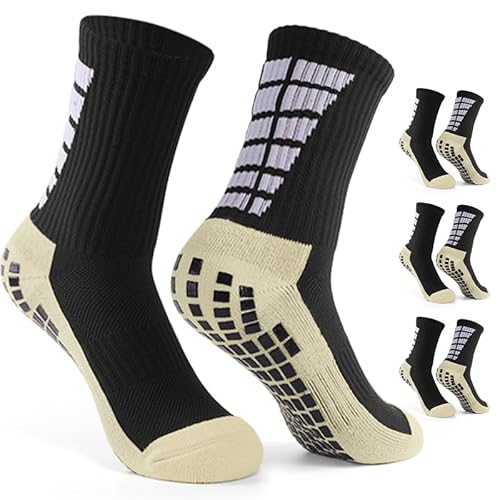 CalmGeek 3 Paar Rutschfeste Fußballsocken Sportsocken Herren und Frauen 39-46 Grip Socken Fussball für Fußball Basketball Yoga Laufen Radfahren von CalmGeek