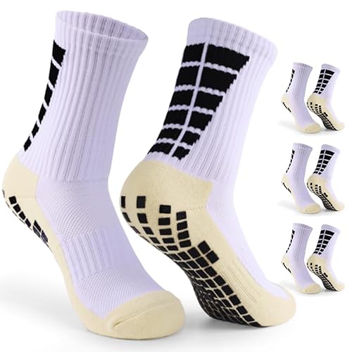 CalmGeek 3 Paar Rutschfeste Fußballsocken Sportsocken Herren und Frauen 39-46 Grip Socken Fussball für Fußball Basketball Yoga Laufen Radfahren von CalmGeek