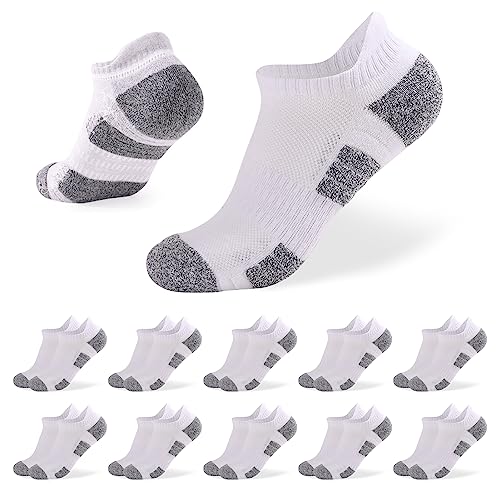 CalmGeek Sneaker Socken Herren Sportsocken Damen Kurze Laufsocken Atmungsaktive Sportsocken für Outdoor-Sport, Wandern, Laufen (as3, numeric, numeric_39, numeric_42, regular, regular, Weiß x 10Paar) von CalmGeek