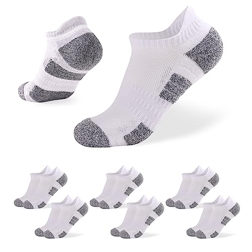 CalmGeek Sneaker Socken Herren Sportsocken Damen Kurze Laufsocken Atmungsaktive Sportsocken für Outdoor-Sport, Wandern, Laufen (as3, numeric, numeric_39, numeric_42, regular, regular, Weiß x 6Paar) von CalmGeek