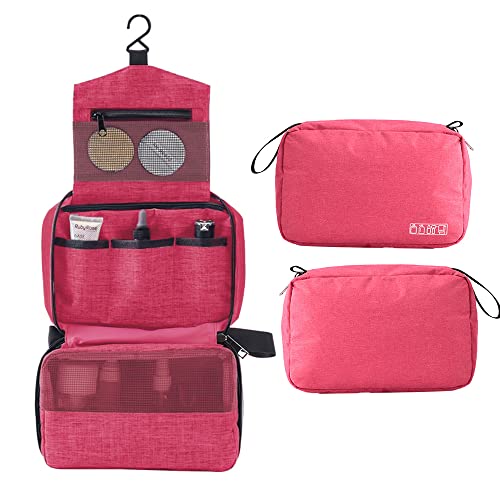 CalmGeek Tragbare Kulturtasche mit Haken zum Aufhängen, Reisetasche für Toilettenartikel, wasserabweisende Kosmetiktasche, Reise-Make-up-Organizer, große Kapazität, Kultur-Organizer für Frauen und Mäd von CalmGeek