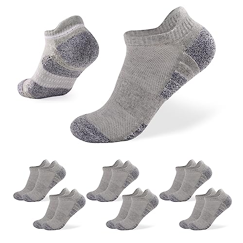 Sneaker Socken Herren Sportsocken Damen Kurze Laufsocken Atmungsaktive Sportsocken für Outdoor-Sport, Wandern, Laufen (as3, numeric, numeric_39, numeric_42, regular, regular, Hellgrau x 6Paar) von CalmGeek