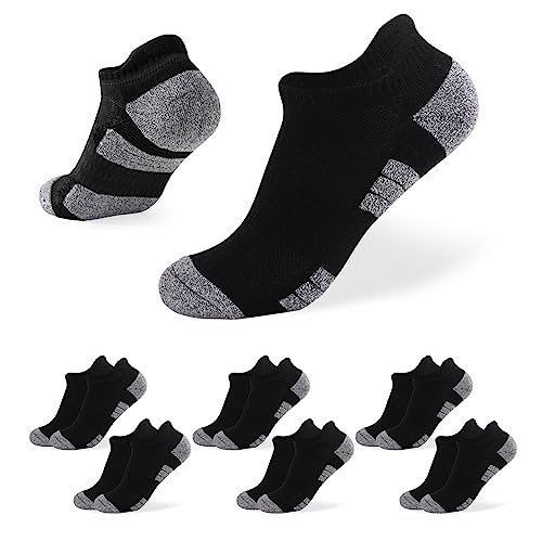 Sneaker Socken Herren Sportsocken Damen Kurze Laufsocken Atmungsaktive Sportsocken für Outdoor-Sport, Wandern, Laufen (as3, numeric, numeric_39, numeric_42, regular, regular, Schwarz x 6Paar) von CalmGeek