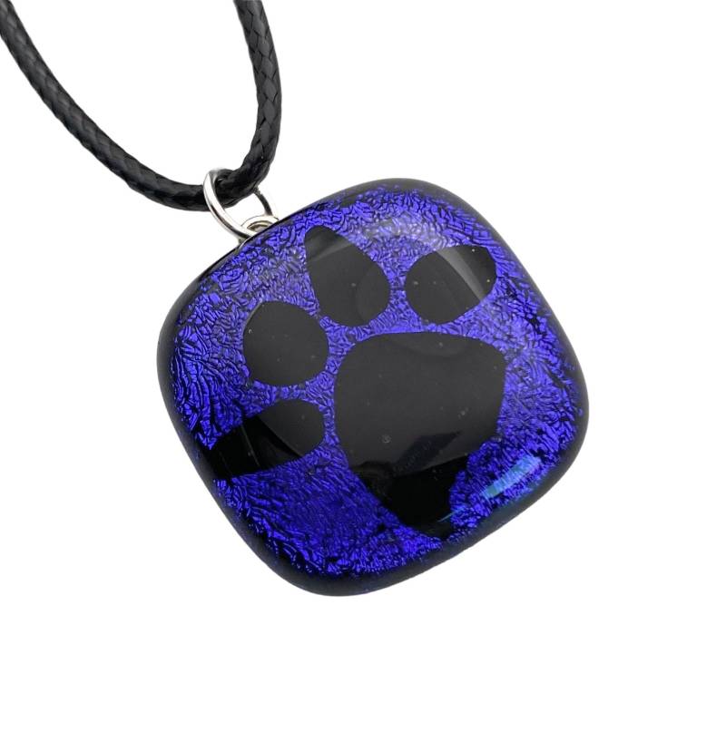 Pfote Abdruck Anhänger, Dichroic Glas Handgemachter Katzen Hunde Pfoten Halskette, 2cm X | Cgp1 Pfote Abdruck Anhänger, Dichroic Glas Handgemachter Katzen Hunde Pfoten Halskette, 2cm X | Cgp1 von CalonGlass