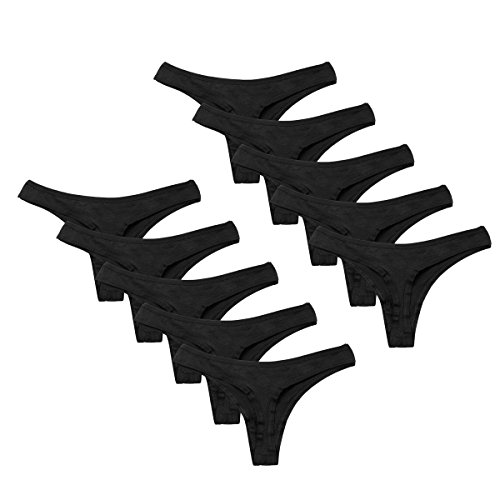 Calosy Baumwolle Comfy G-String Höschen (S, 10 schwarz) von Calosy