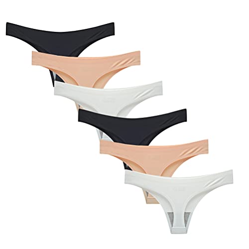 Calosy Dessous Frauen 6 Pack Nahtlose Tangas Unterwäsche EIS Seide Comfy G-String Höschen (L, Mehrfarbig) von Calosy