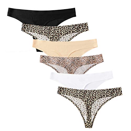 Calosy Dessous Frauen 6 Pack Nahtlose Tangas Unterwäsche EIS Seide Comfy G-String Höschen (Stil 5, s) von Calosy