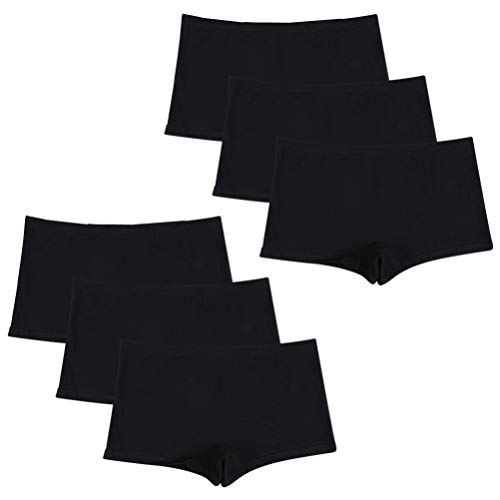 Calosy Lingerie Damen Comfort Soft Low Rise Boyshorts aus Baumwolle (S, 6 Schwarz) von Calosy