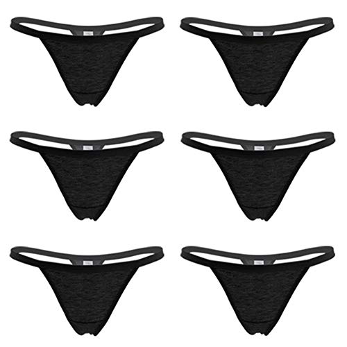 Calosy Women’s Sexy Panties Cotton Thongs Packung mit 6 Stück G-String (L-XL, schwarz) von Calosy