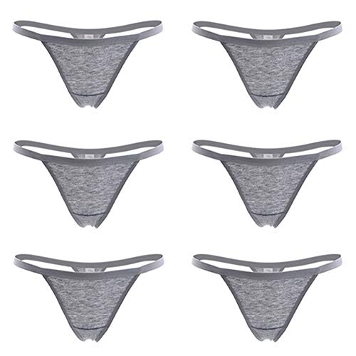 Calosy Women’s Sexy Panties Cotton Thongs Packung mit 6 Stück G-String (L-XL, grau) von Calosy