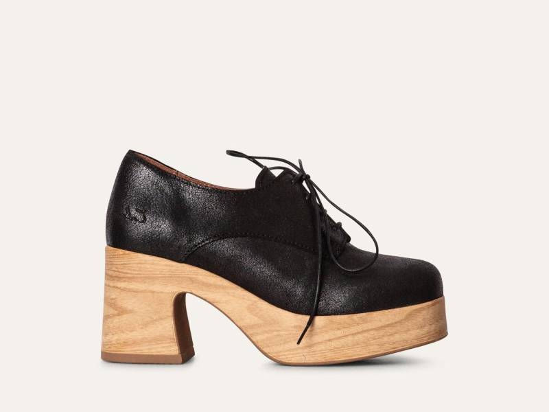 Schwarze Clogs Aus Rissigem Leder - Calou Stockholm High Heel Schuhe von CalouStockholmCo