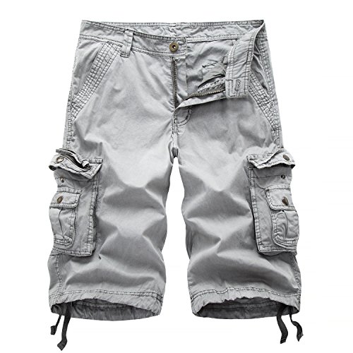 Calsky Lässige Cargo-Shorts für Herren, Walking-Shorts, Combat-Shorts, Baumwolle, einfarbig, hellgrau, 48 Calsky Lässige Cargo-Shorts für Herren, Walking-Shorts, Combat-Shorts, Baumwolle, einfarbig, hellgrau, 48 von Calsky