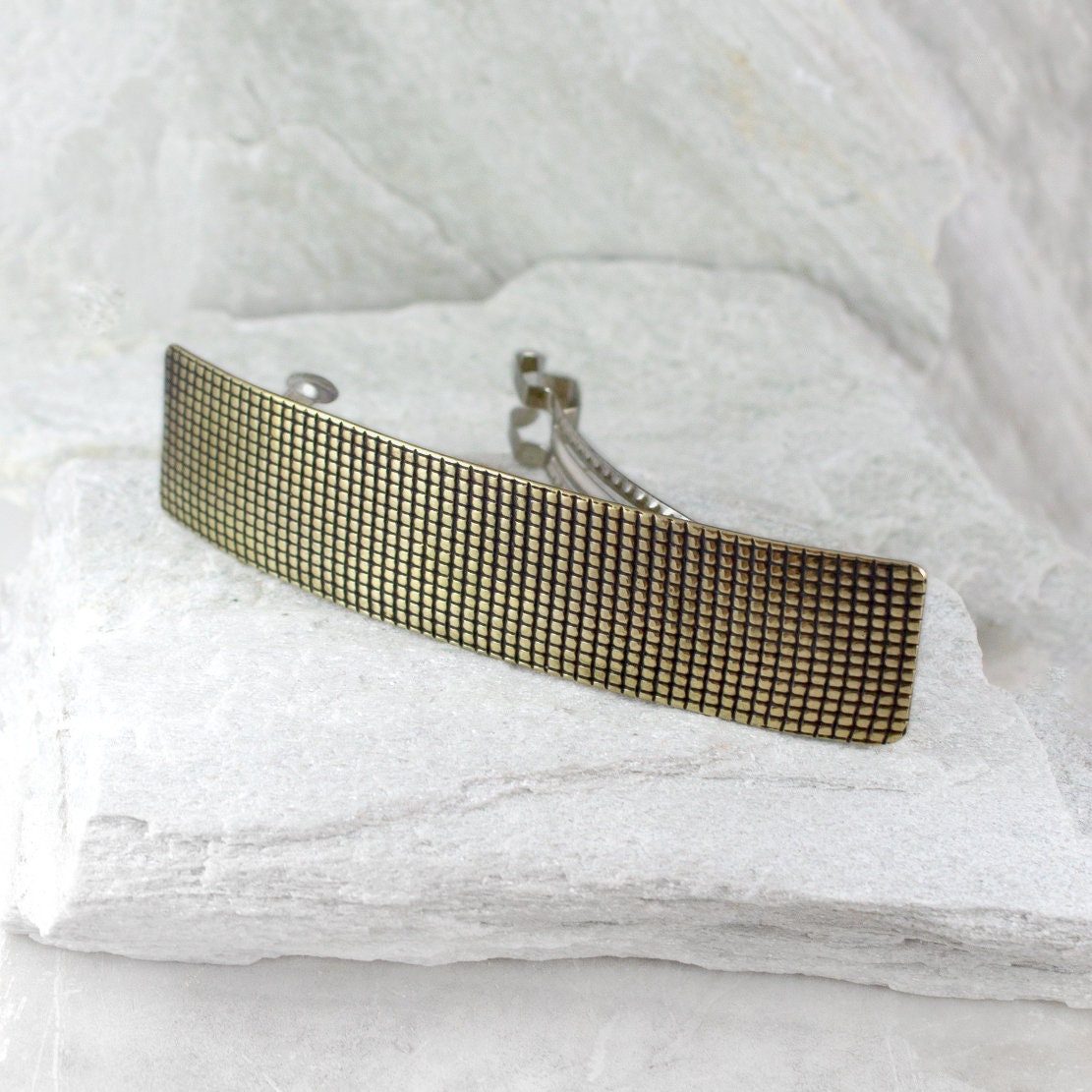 Messing Haarspange - Langes Haar Schmuck, Gold Verschluss. "Grid' Von Caltha von CalthaJewelry
