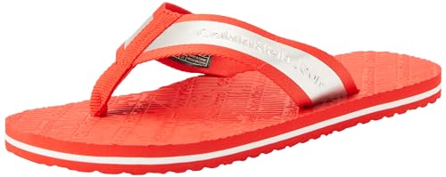 Calvin Klein Herren Flip Flops Beach Sandal Zehentrenner, Rot (Fiery Red/Metallic Foil), 45 von Calvin Klein