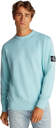 Calvin Klein Herren Sweatshirt Badge Crew Neck aus Baumwolle, Blau (Fresh Mint), 3XL von Calvin Klein