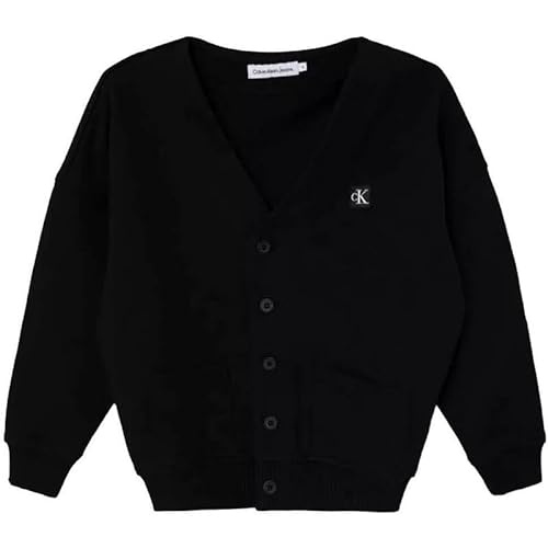 CALVIN KLEIN JEANS IB0IB0IB01945 BEH CK CK Schwarz Terry Relaxed Strickjacke für Kinder, Ck Black, 12 Jahre von Calvin Klein Jeans